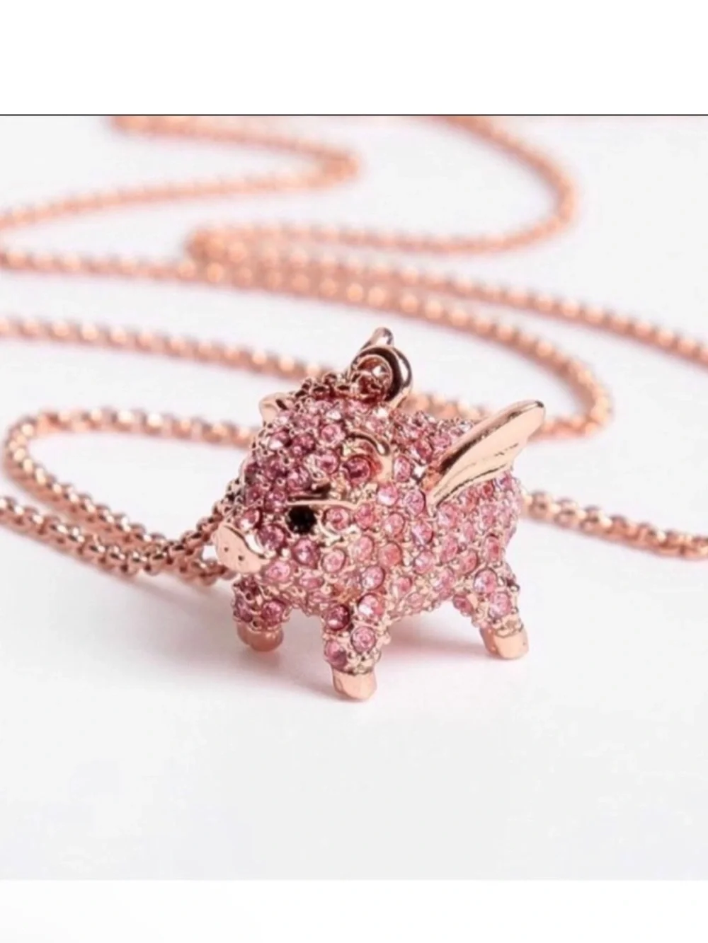 Kate Spade Pave Flying Pig Necklace